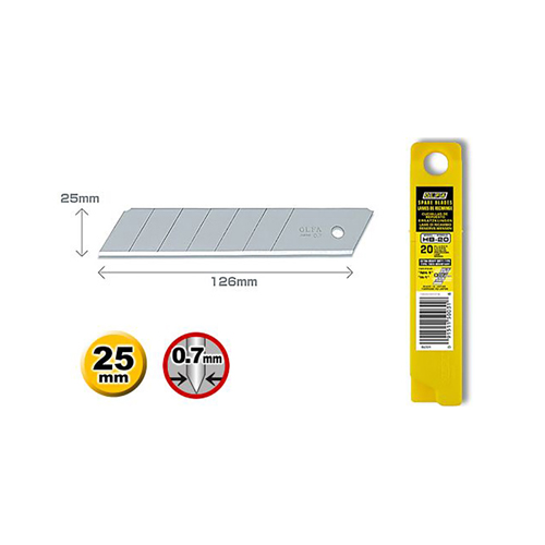 HB-20 (OLFA) | 25mm Extra Heavy-Duty Spare Blades (20 Pcs)