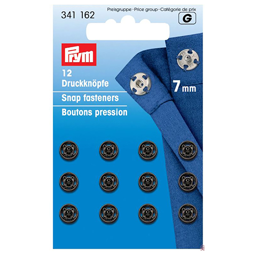 Botones de Presión en Latón para Coser Ø 7mm con Orificio de Fijación (12 pzs) PRYM # 341162