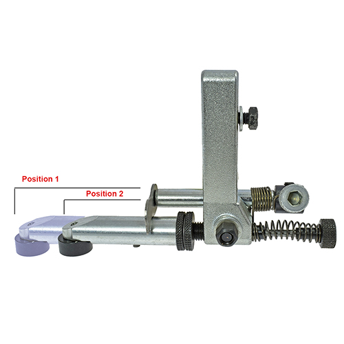 Adjustable 2-Position Guide - Long Arm - with 14 mm Roller, Suitable for NS/128 and NS/130 Guides DURKOPP, PFAFF # 6765/07 (Made in Italy)