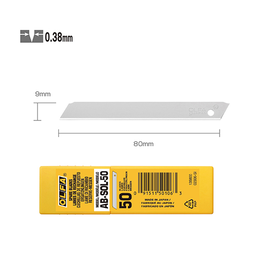 [B964] Blades 9mm (50pcs) OLFA # AB-SOL/50