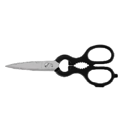 [C604] Kitchen Scissors Stainless Steel 21cm (8.5") Polished Blade, Black Painted Handle - Made in Italy (FENNEK) # 213