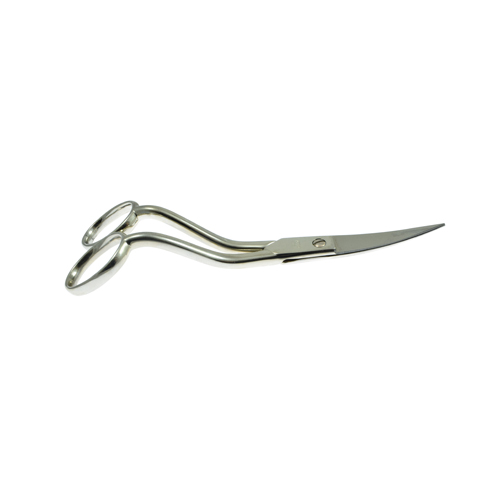 [C99] Embroidery Scissors 14.5cm (5.3/4"), Nickel-Plated, Double-Curved Handle - Made in Italy (FENNEK)